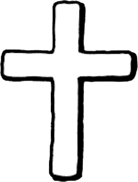 Cross symbol in white with black border