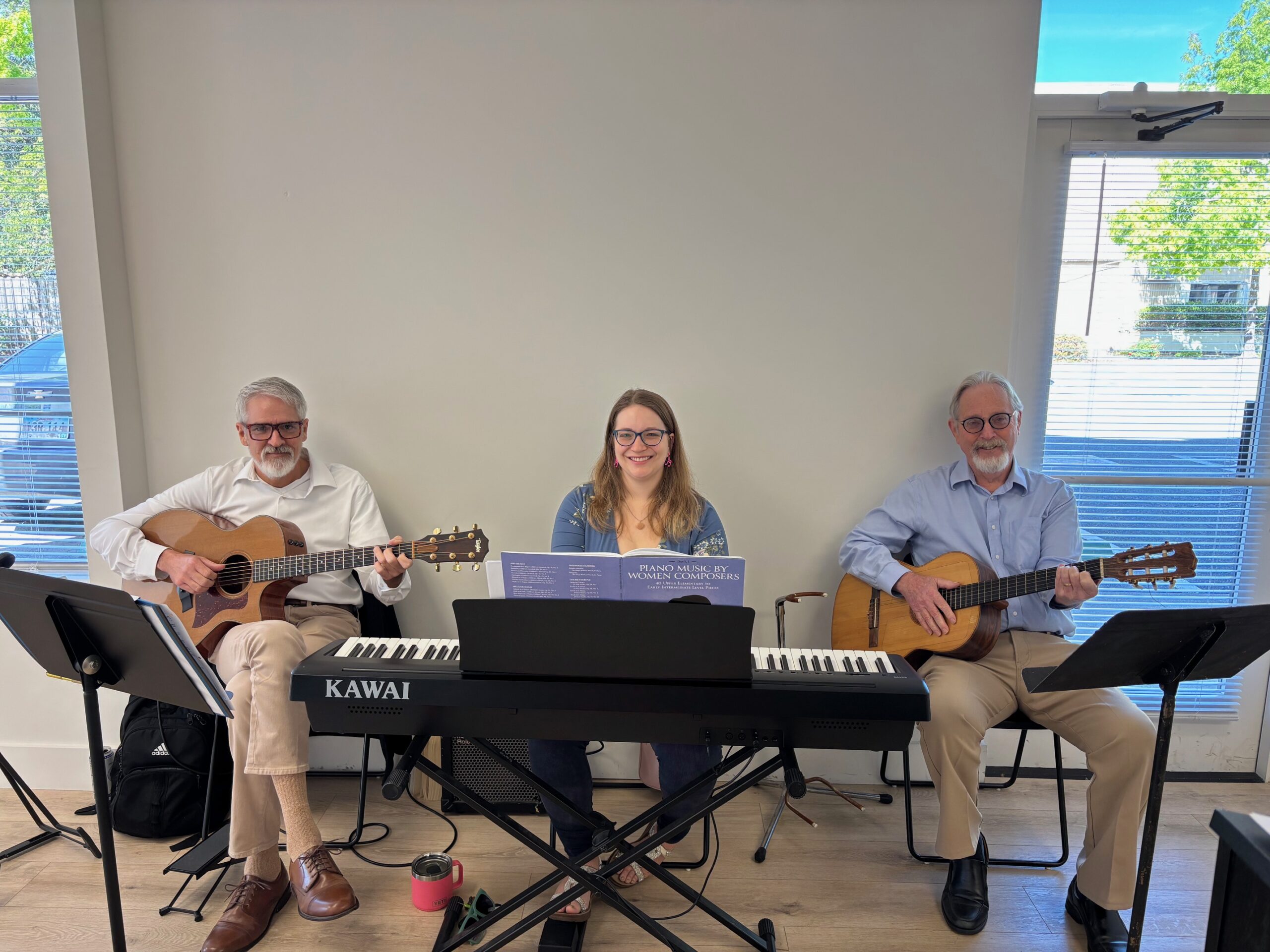 Our joyful worship includes hymn singing, accompanied by a professional guitarist and occassionally a singer / piano player